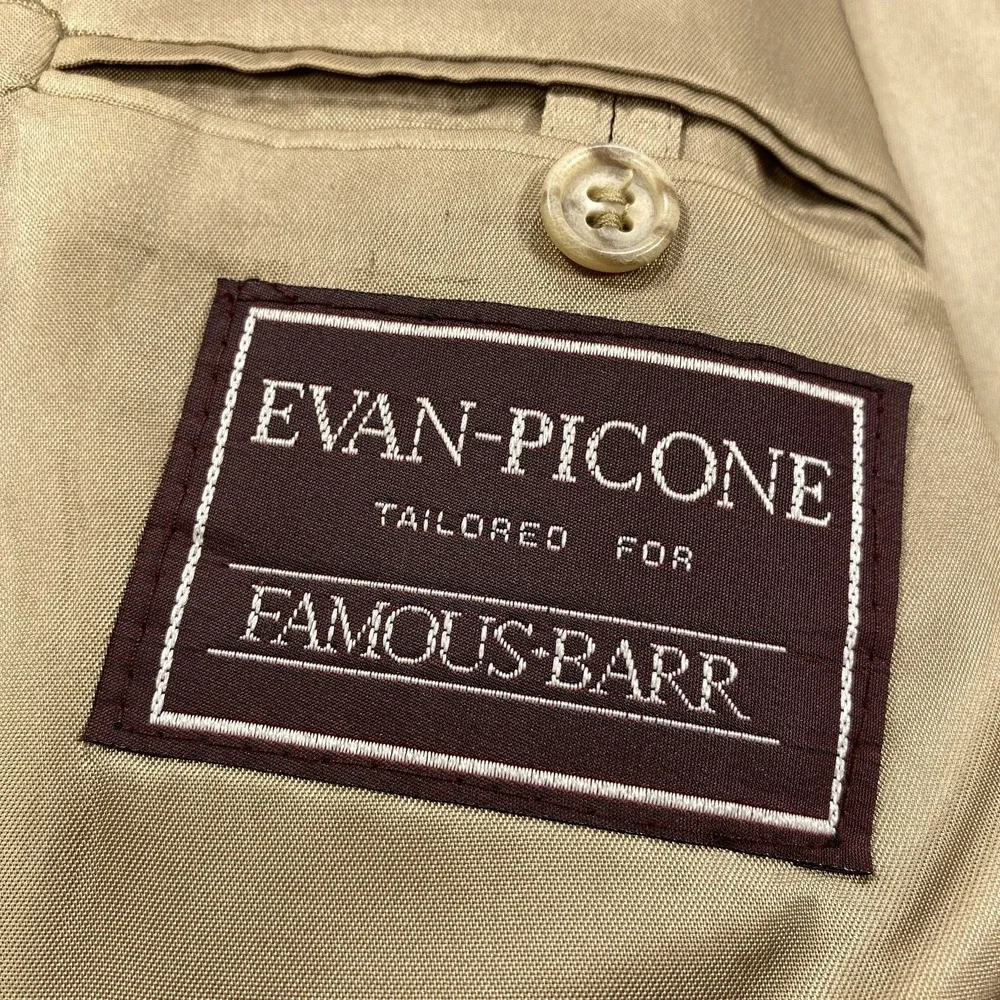 Evan Picone‎ Blazer Mens 40 Navy Gold Button Sport Coat Made USA Two Button